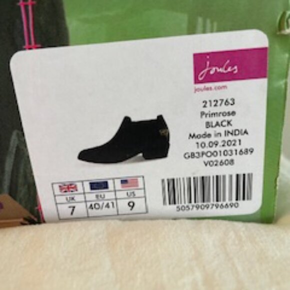 Joules Primrose Black Ankle Boots – Size 9 (US) NWT - Picture 7 of 7